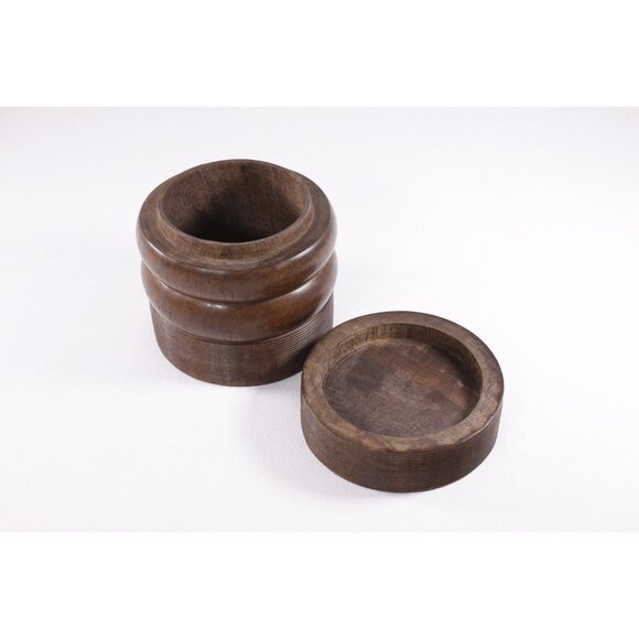 Vintage turned wooden box, heavy weight checkers storage case, gaming piece - Picture 6 of 7